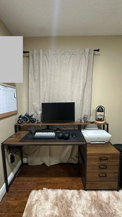 Computer Desk with Office Chair and 3-Drawer Cabinet