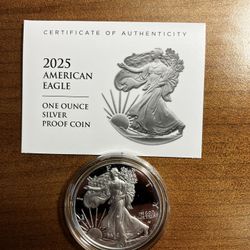 2025 American Silver Eagle Proof W/COA & OGP