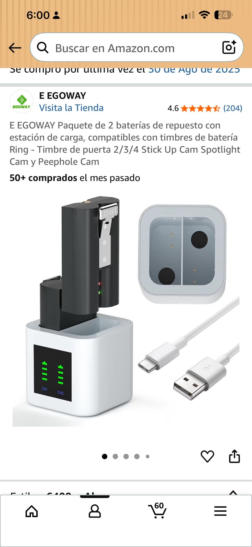 Batería Y Estación De Carga De Timbré Ring