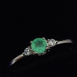Real Natural Emerald Ring .925 