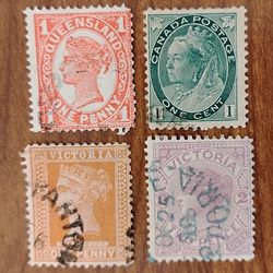 Vintage old stamps of Queen Victoria