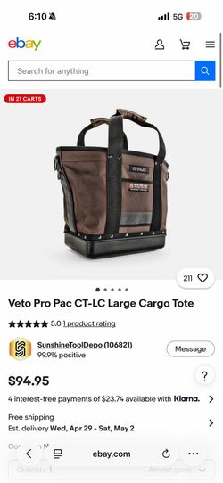 Veto Pro Pac CT-LC Large Cargo Tote