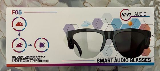 NIB F05 Smart Glasses with Hi-Fi Audio. Color changing