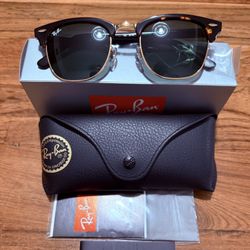 Ray-Ban CLUBMASTER TORTOISE Sunglasses AUTHENTIC 51MM