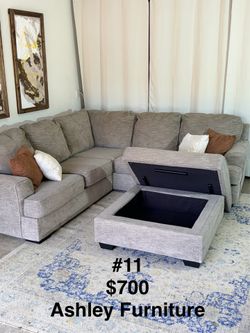 Gray L-shape w ottoman Ashley F. Sectional couch 🛻Delivery Available 🛻