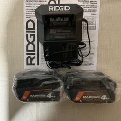 RIDGID. 18V Lithium Ion (2) 4.0Ah MAX OUTPUT Starter Kit.