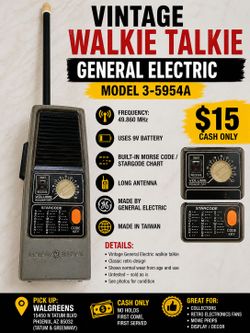 Walkie-Talkie GE General Electric Walkie Talkie – Model 3-5954A
