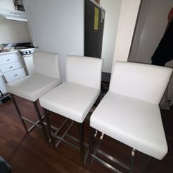 TOV  White Vegan Leather Bar Stool