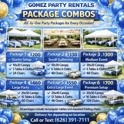 Canopys, chairs , tables