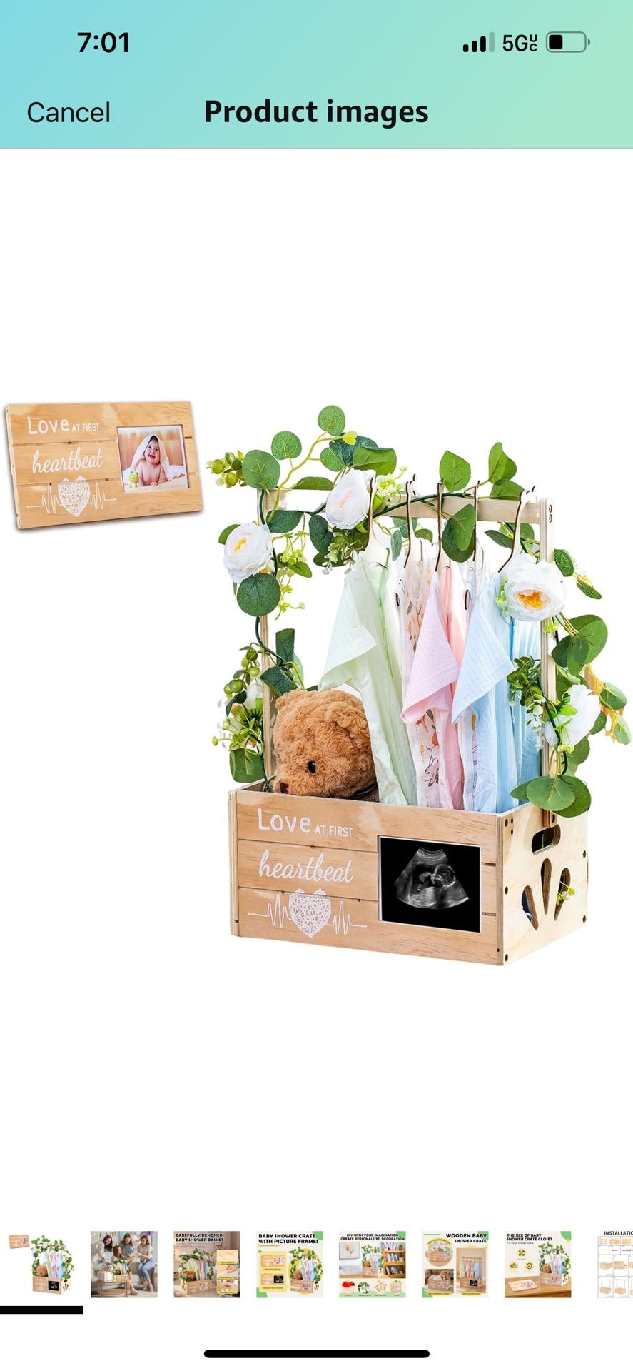Baby Shower Crate Closet with Picture Frames,