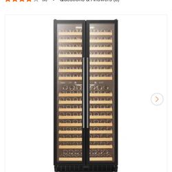 LANBO Dual Zone Wine Cooler 32 in. 255 Bottle 2 Door Freestanding Cellar Cooling Unit in Black
