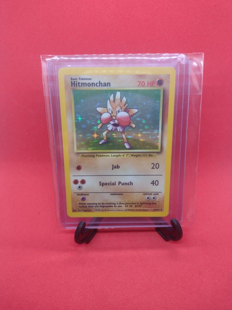 Pokemon 1999 Hitmonchan Holo Base Set Near Mint