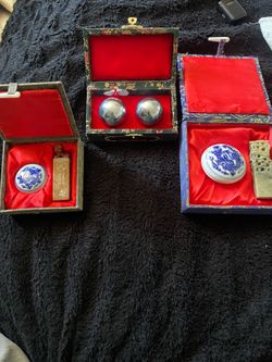 Traditional Chinese baoding ball & seastone seal stamps