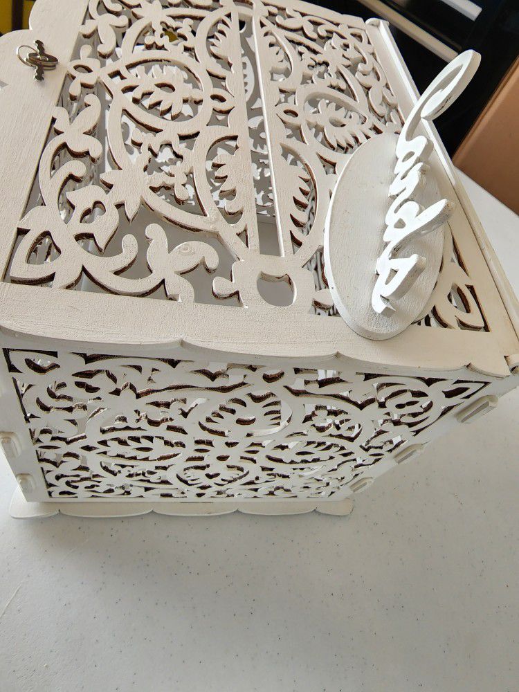 Wedding Ornate Card Box Chalk White 