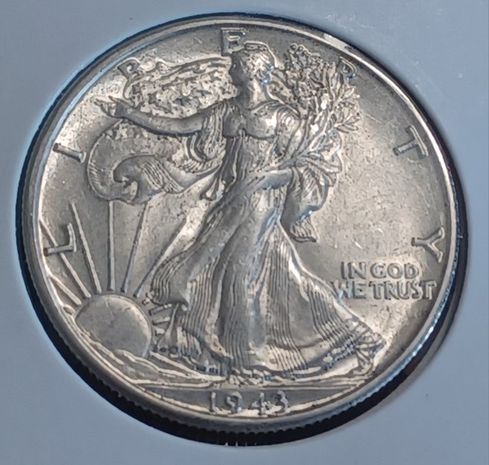 MS 1943-D Walking Liberty Half Dollar, Great Strike, Orig. Mint Luster.