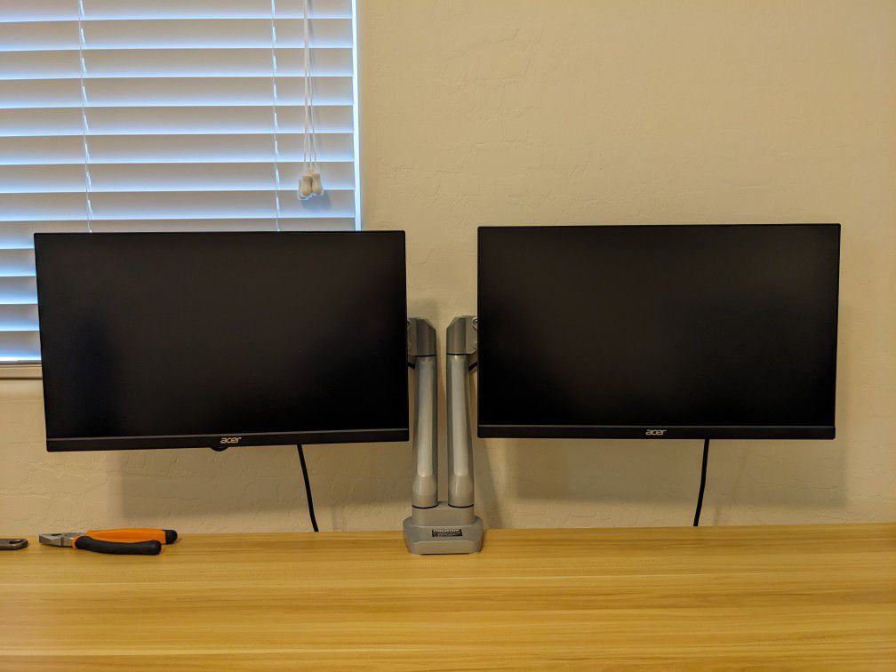 Two Acer Nitro Monitors, One Dell Monitor And Mounts