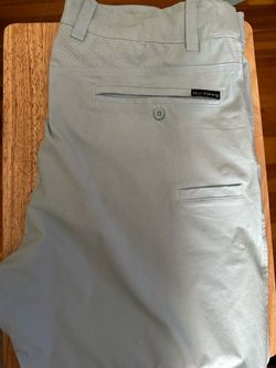 Huk Men's Light Gray Polyester Performance Shorts Button Pockets