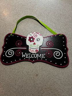 Sugar Skull Halloween Welcome Sign