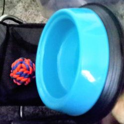 DOG CHEW BALL & PLASTIC DOG BOWL