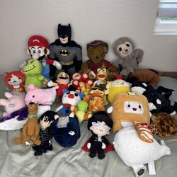 Huge Plush Toy Lot – Mario, Batman, Anime, Teddy Bears & More!
