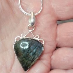 Solid 925 Silver Labordornite Necklace.