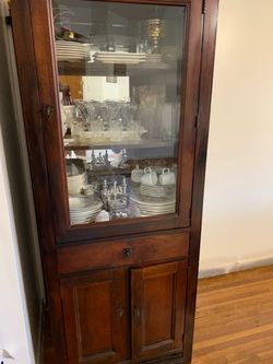 Bassets  vintage Wooden closet with Glass Door