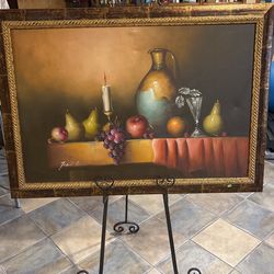 Large size oil painting with sign