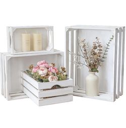 White wooden crates (4 pack)