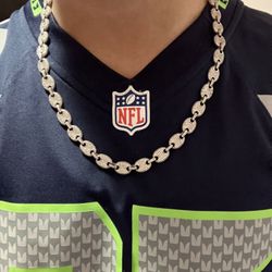 925 Italy Silver Iced Out CZ Gucci Puff Mariner Link Chain 