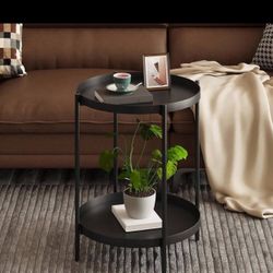 Black Round End Table,