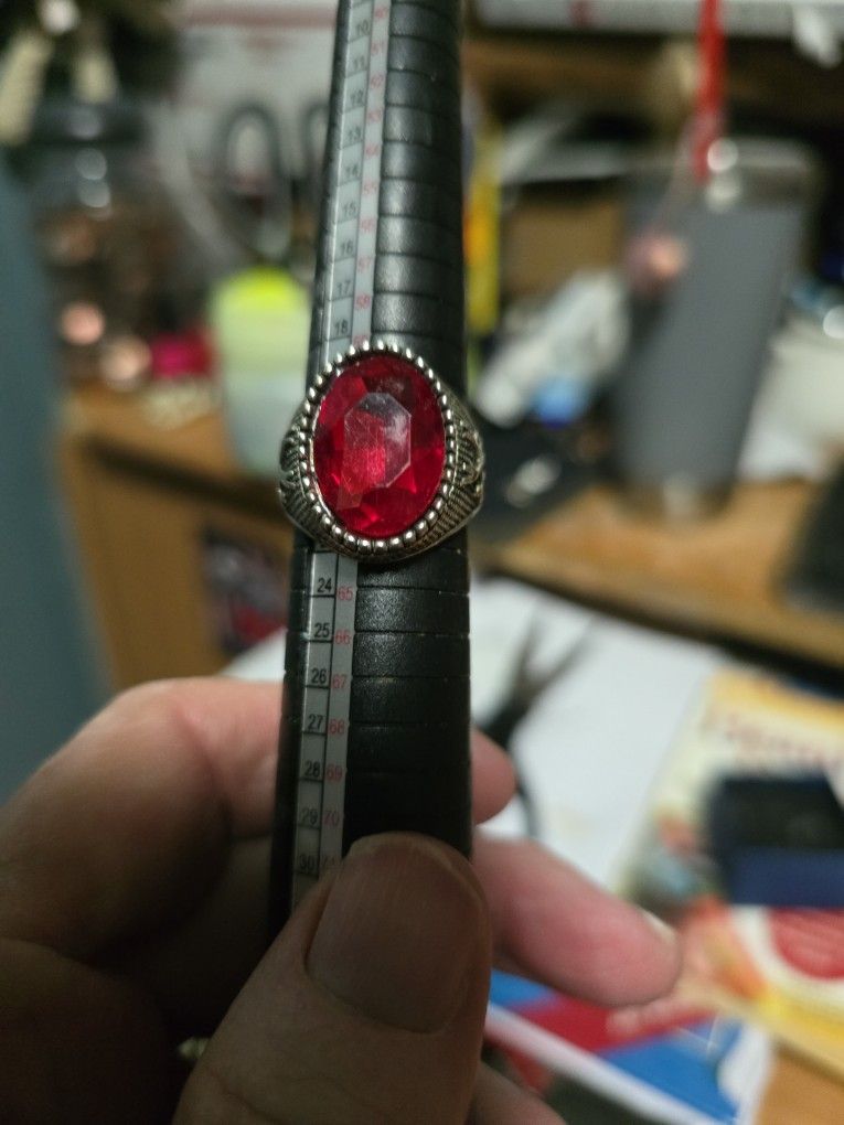 Size 10 Ruby Stainless Steel Ring