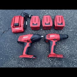 Hilti Tools Impact Wrench 1/2 And Impact Drill hammer and Charger and Battery And Everything All Work 