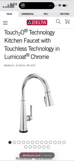 Delta Emmaline Touch2O Technology Kitchen Faucet in Lumicoat Chrome