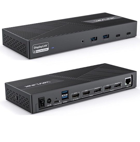 WAVLINK USB C Docking Station 3 Monitors (4K@60Hz), Displaylink Laptop Docking Station with 100W PD Charging for M1/M2/M3/M4 Mac/Windows -USB C (3 HDM