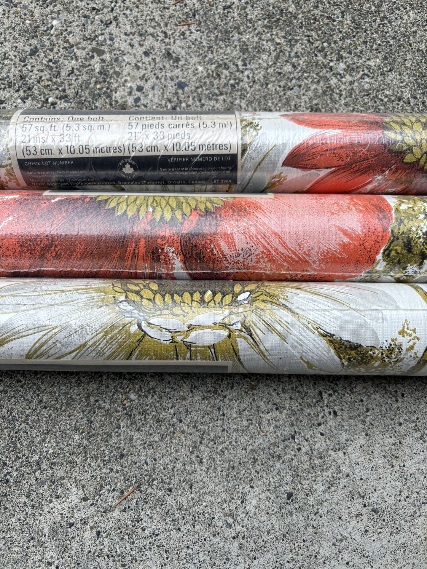 3 Rolls Of Unopened Vintage Adhesive Wall Paper