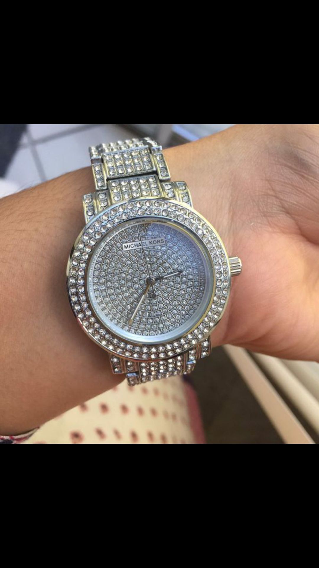 Mk Michael kors crystal silver tone unisex watch