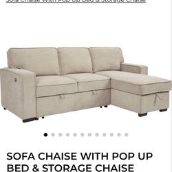 Sofa With Storage Chaise And Pop Up Bed