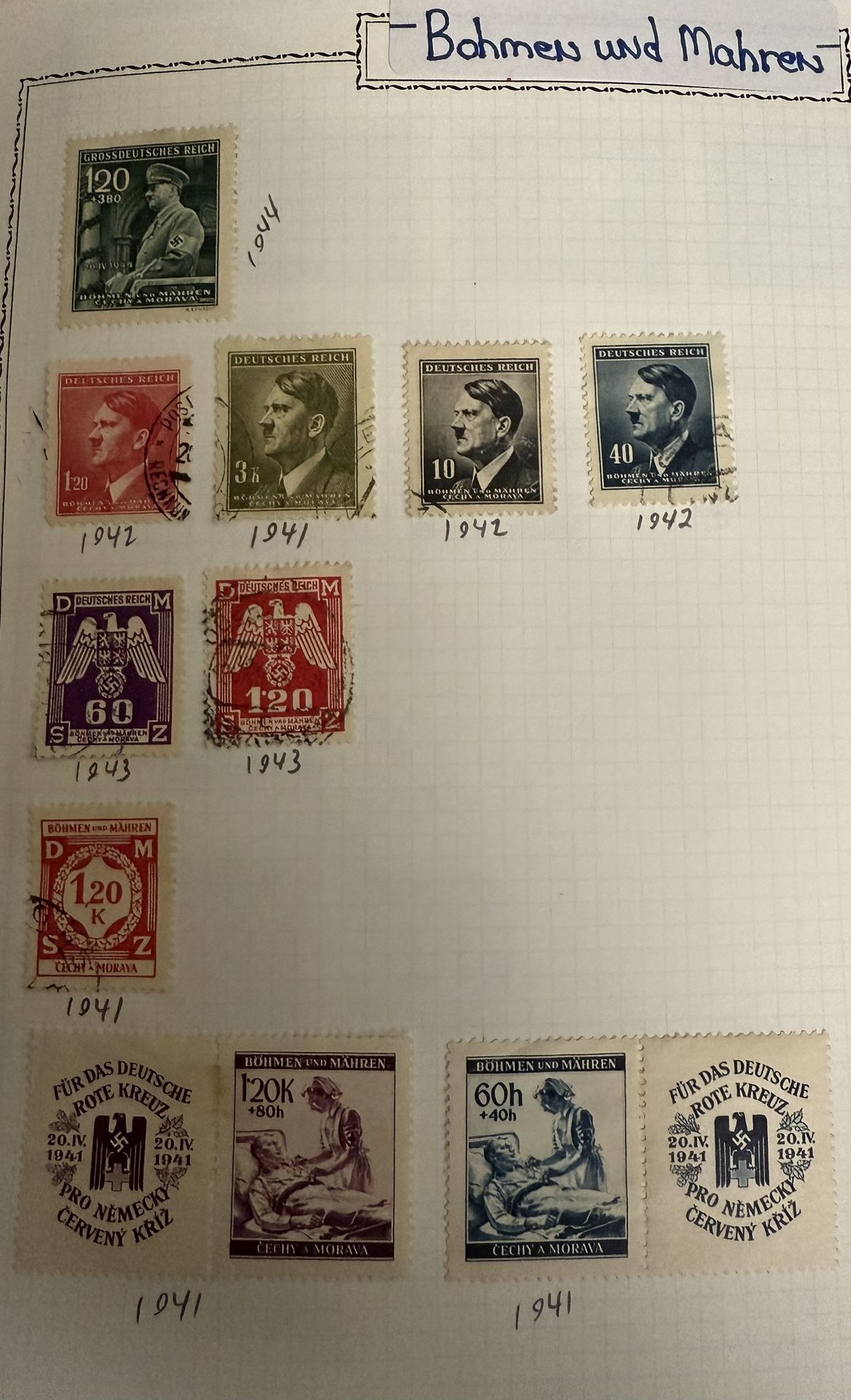 1940’s Bohmen And Mahren Stamps