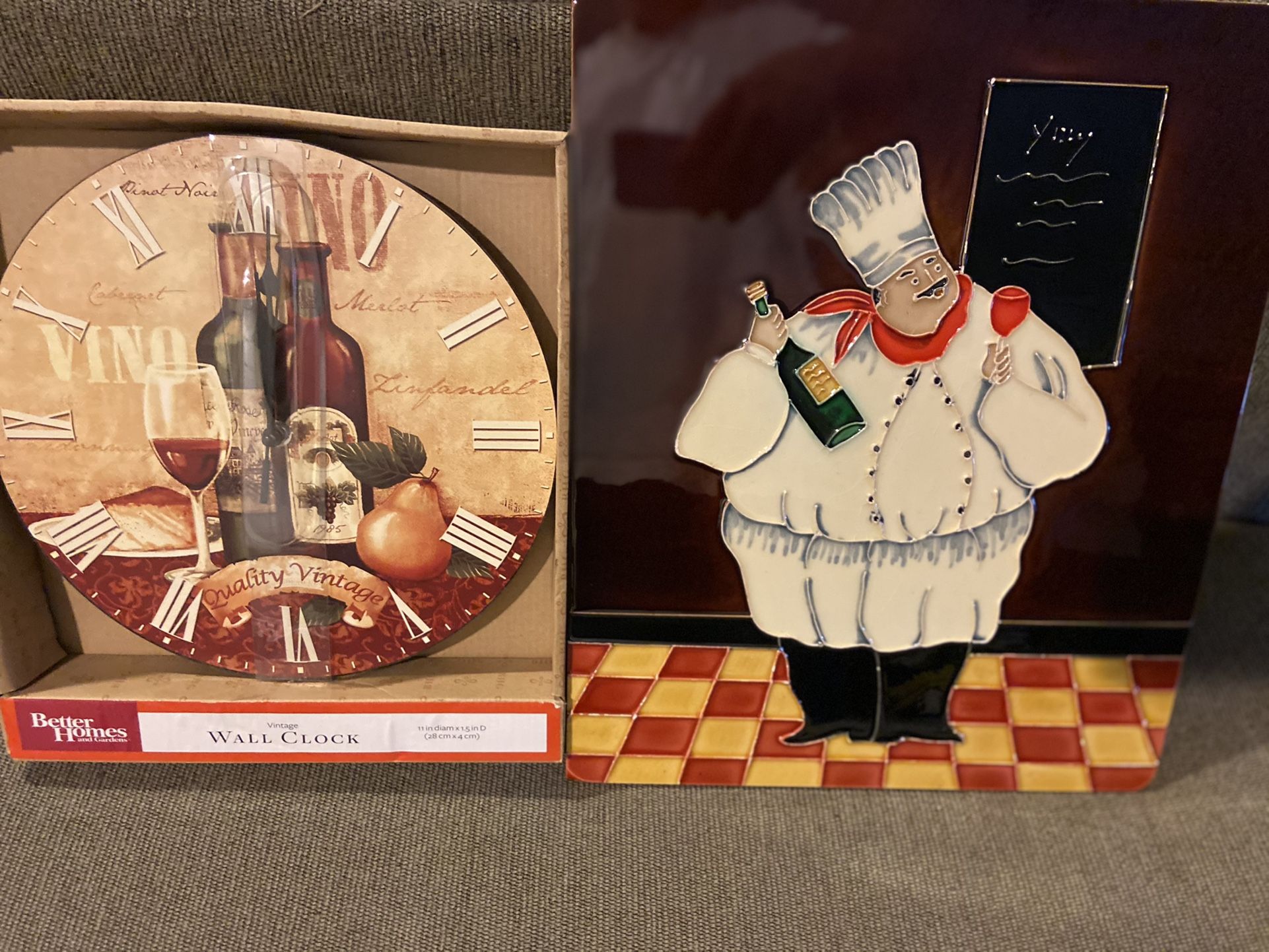 Vintage Fat Chef Kitchen Decor Amd Wall Clock