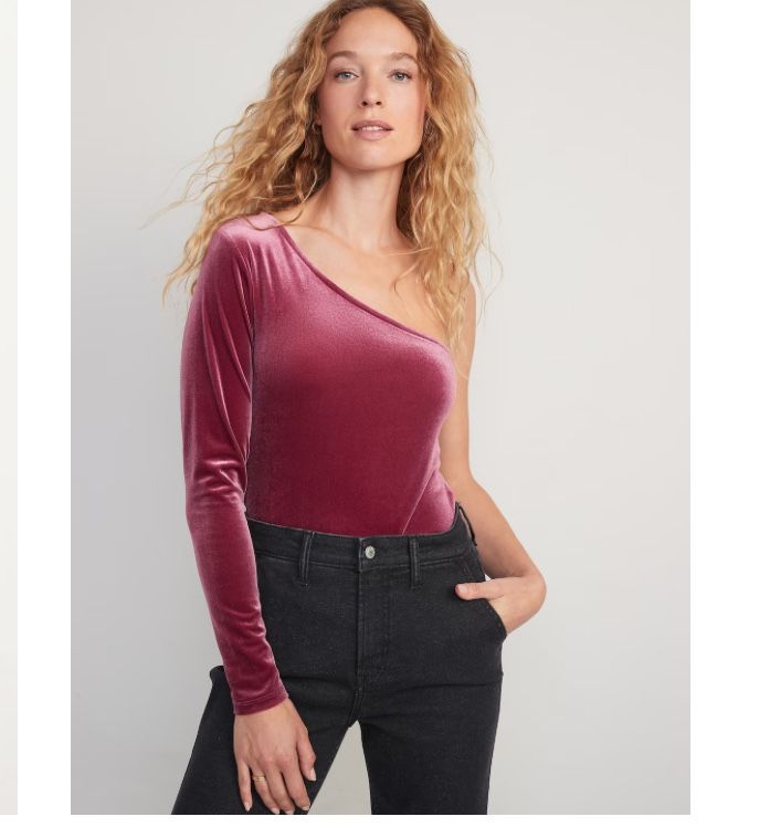 Old Navy Women’s Size XL Extra Large Tall One shoulder Cranberry Velvet Top NWT!