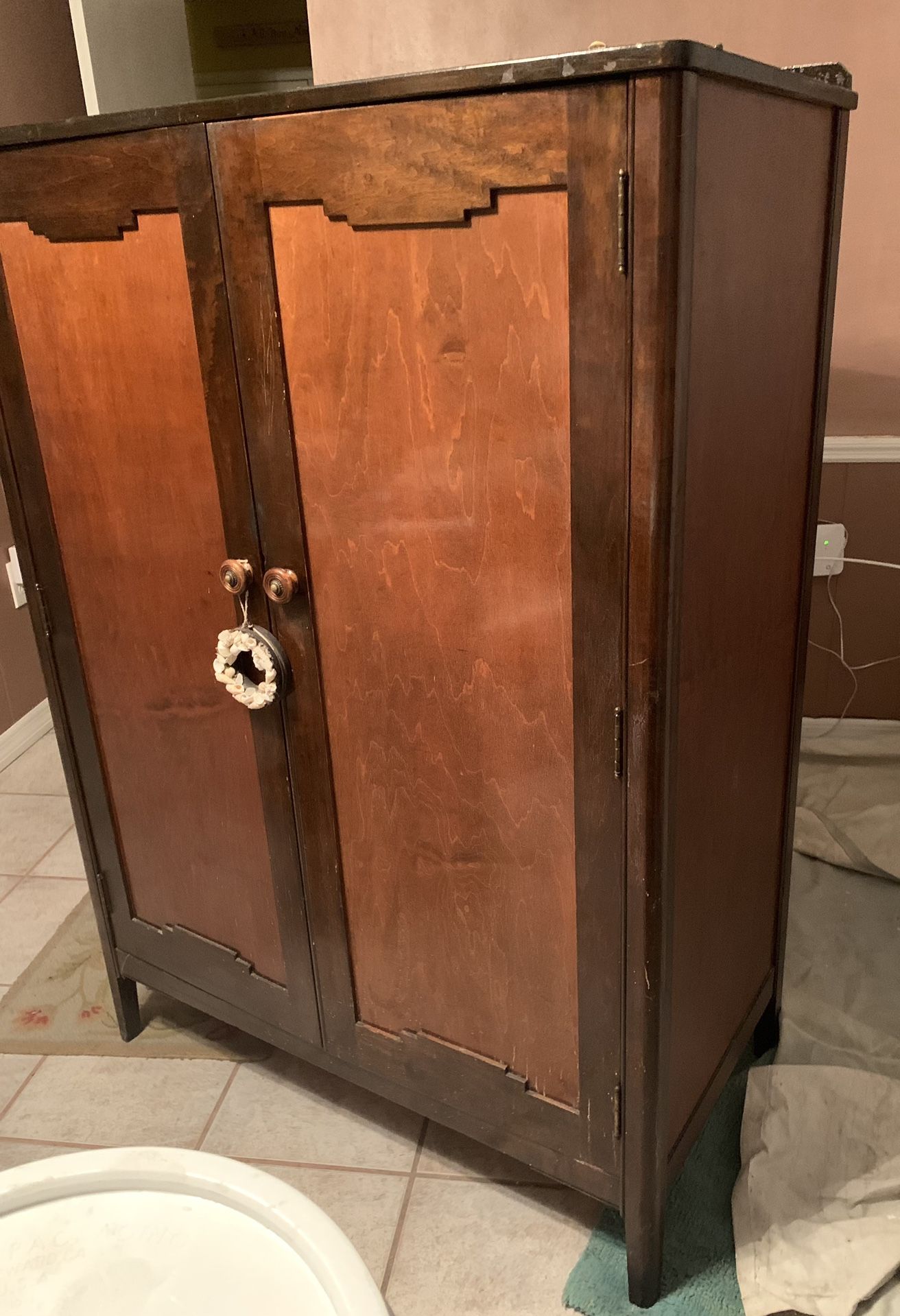 Must Go! Heavy Wooden Armoire On Wheels