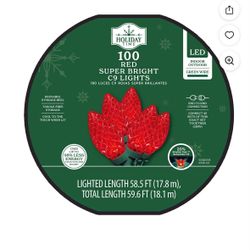 Christmas Lights 100 Lights Just Red New