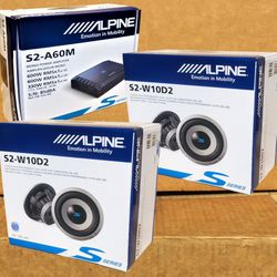 🚨 No Credit Needed 🚨 Alpine Power Amplifier Mono Subwoofer System 10" S-Series Bass Speakers Package 🚨 Payment Options Available 🚨 