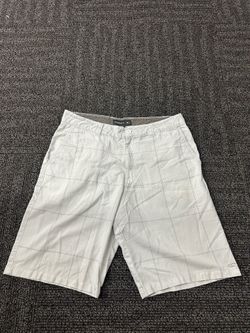 O'NEILL Men's Light Gray Plaid Woven Viscose Flat Front Chino Shorts Sz 34