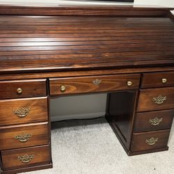 Antique Solid Wood Roll Top Desk