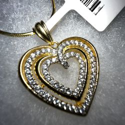 10K Gold Heart And Chain Necklace Set
