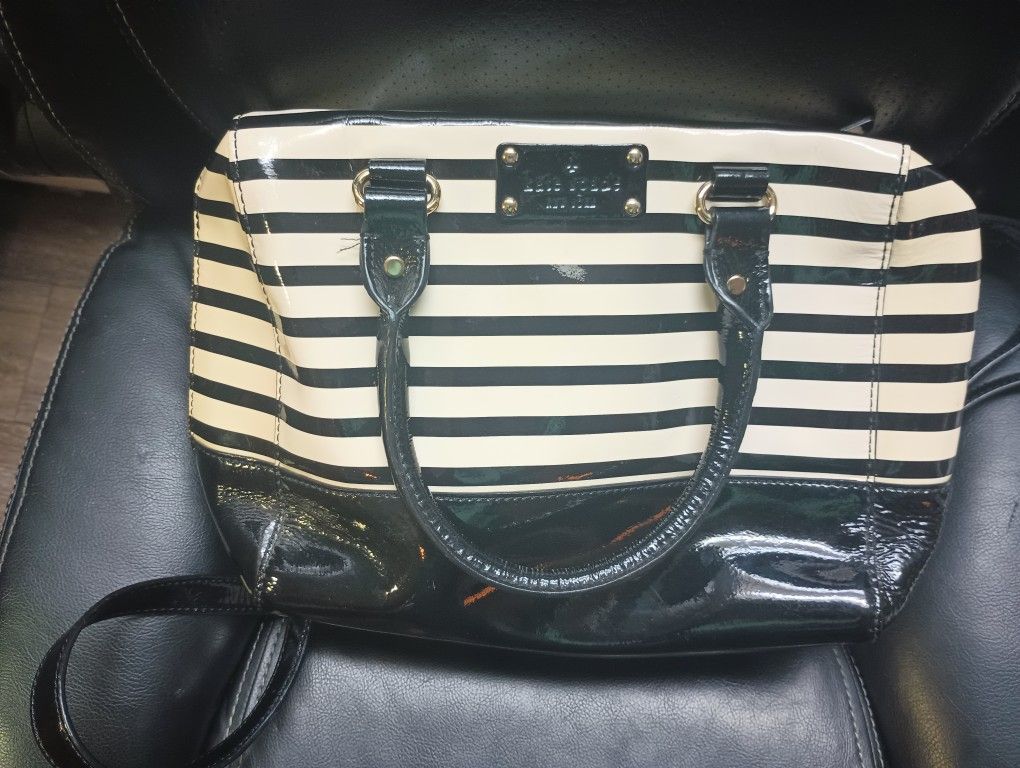 Kate Spade Black And White Striped Purse