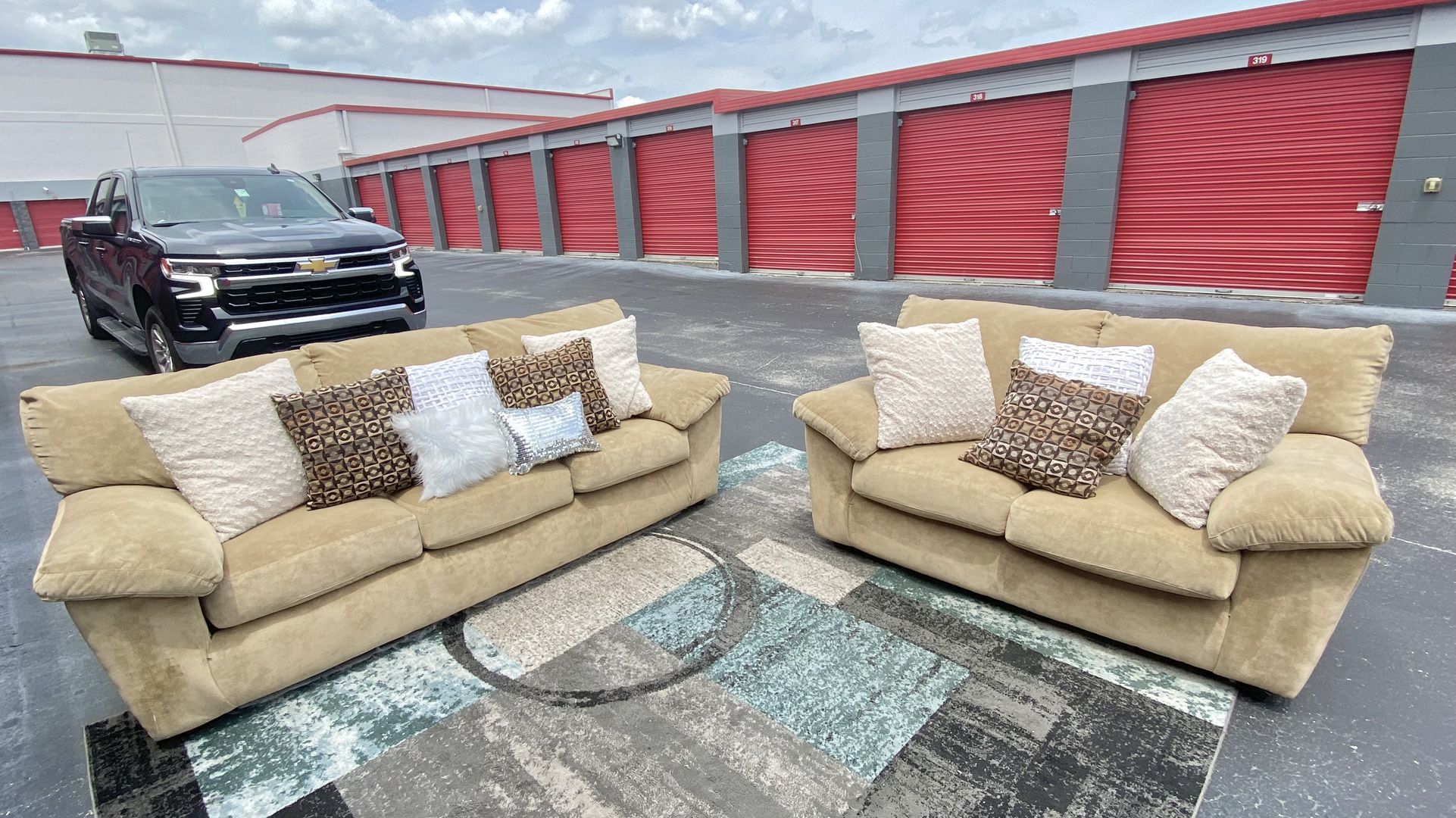 Suede Sofa & Loveseat Set
