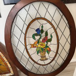 Antique Oval Framed Stained Glass