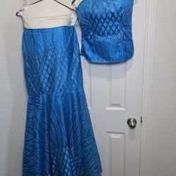 Custom Blue 2-Piece Prom/Evening Set- Like New